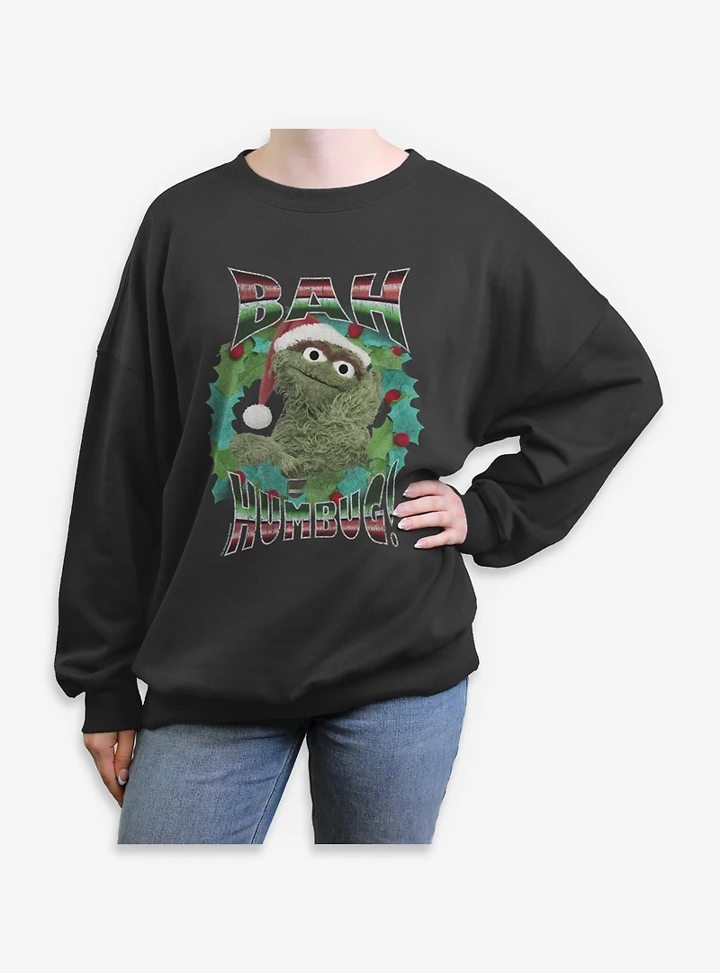Sesame Street Merry Bah Humbug Womens Oversized Sweatshirt
