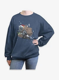 Star Wars The Mandalorian Santa With Grogu Womens Oversized Sweatshirt