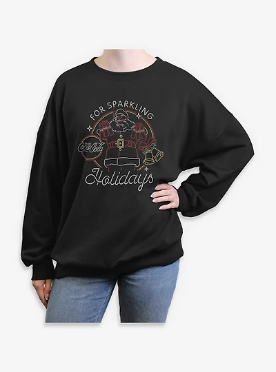 Coca-Cola For Sparkling Holidays Santa Womens Oversized Sweatshirt