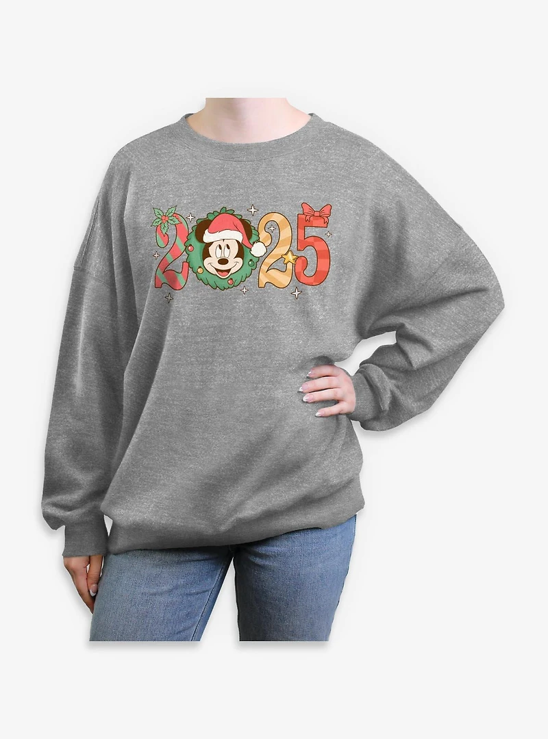 Disney Mickey Mouse 2025 Holly Year Womens Oversized Sweatshirt