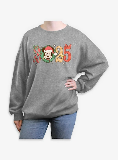 Disney Mickey Mouse 2025 Holly Year Womens Oversized Sweatshirt