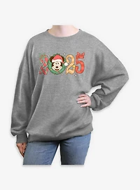 Disney Mickey Mouse 2025 Holly Year Womens Oversized Sweatshirt
