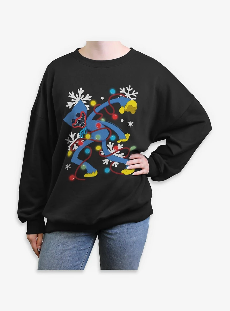 Poppy Playtime Huggy Xmas Lights Womens Oversized Sweatshirt