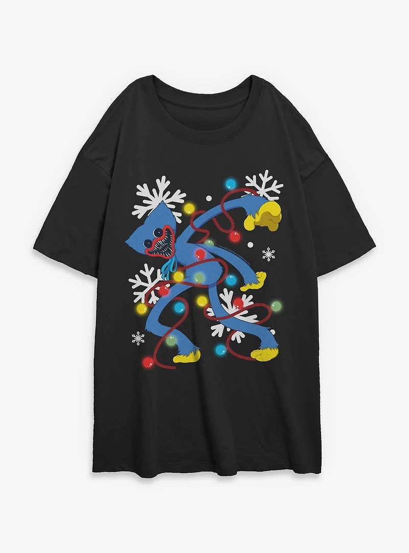 Poppy Playtime Huggy Xmas Lights Womens Oversized T-Shirt