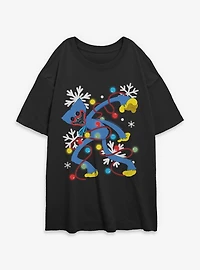 Poppy Playtime Huggy Xmas Lights Womens Oversized T-Shirt