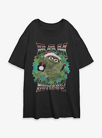 Sesame Street Merry Bah Humbug Womens Oversized T-Shirt