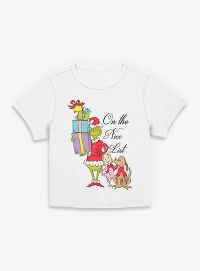 Dr. Seuss Grinch Presents Nice List Women Baby T-Shirt