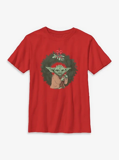 Star Wars Yoda Christmas Wreaths Youth T-Shirt