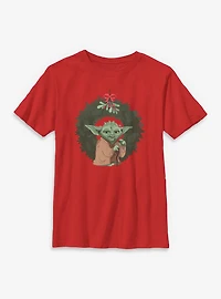 Star Wars Yoda Christmas Wreaths Youth T-Shirt