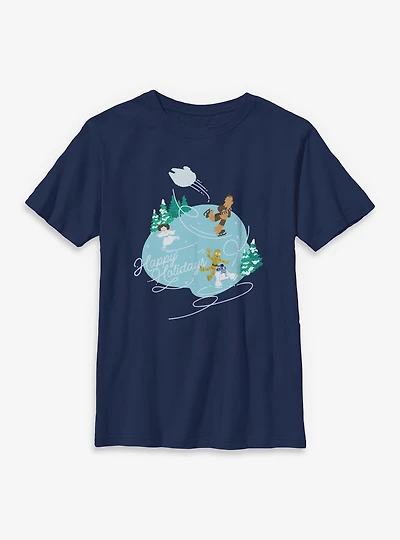 Star Wars Happy Holidays Ice Skating Youth T-Shirt