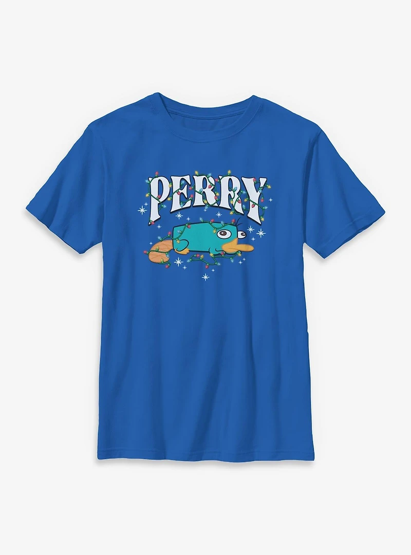 Disney Phineas and Ferb Perry Christmas Lights Youth T-Shirt