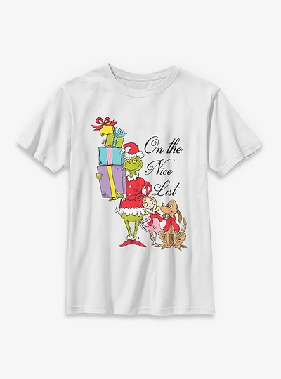 Dr. Seuss Grinch Presents Nice List Youth T-Shirt
