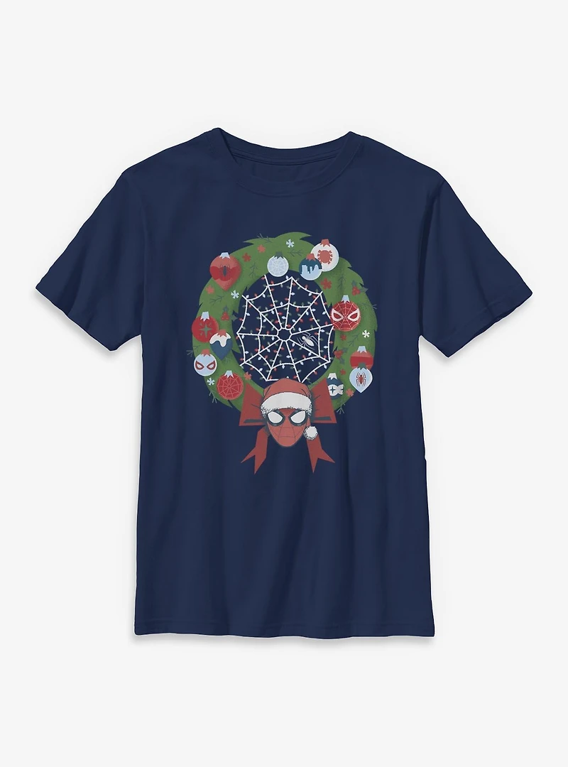 Marvel Spider-Man Christmas Wreath Youth T-Shirt