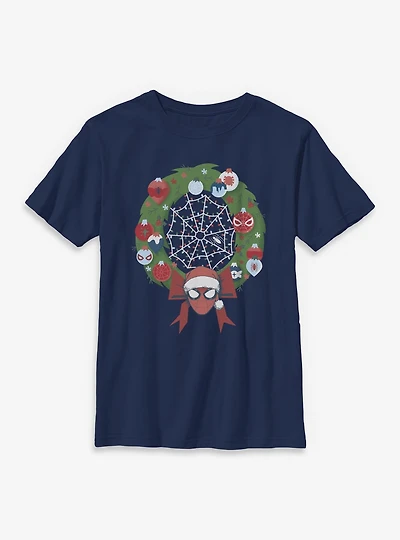 Marvel Spider-Man Christmas Wreath Youth T-Shirt