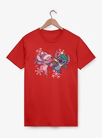 Disney Lilo & Stitch Winterly Love With Angel T-Shirt
