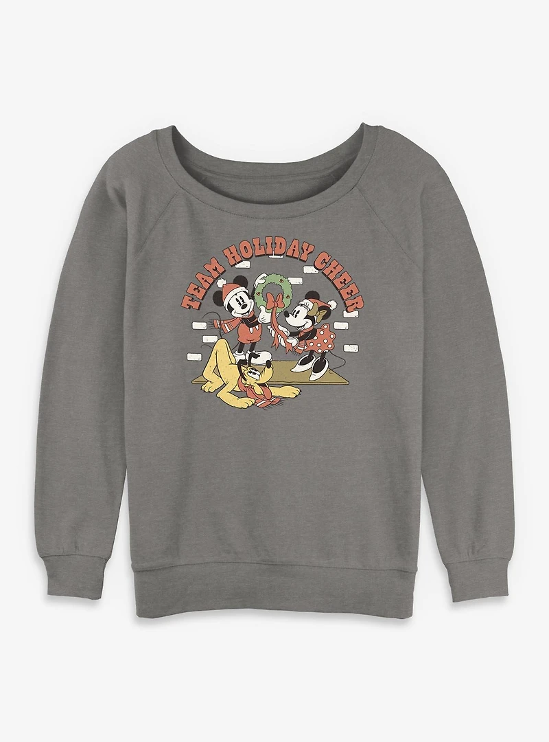 Disney Mickey Mouse Holiday Cheer Womens Slouchy Sweatshirt