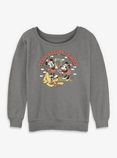 Disney Mickey Mouse Holiday Cheer Womens Slouchy Sweatshirt