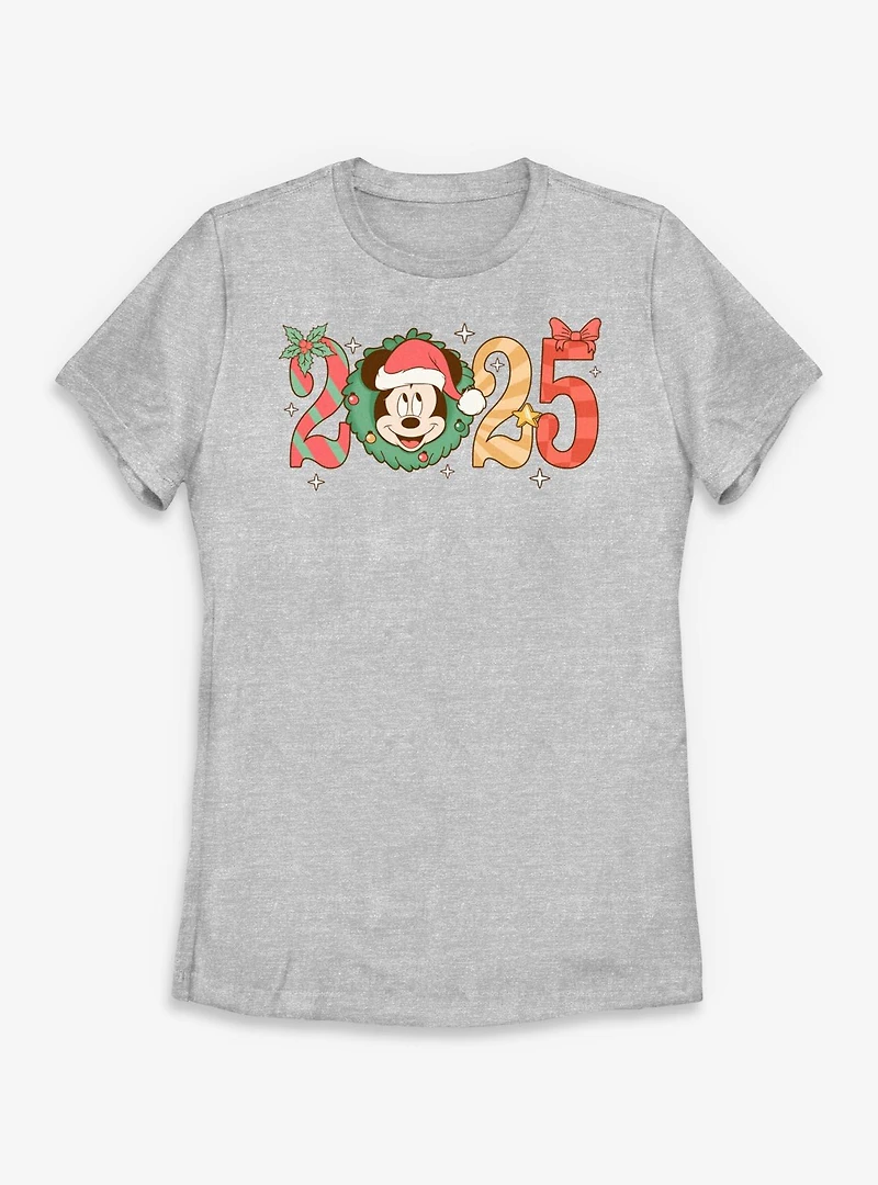 Disney Mickey Mouse 2025 Holly Year Womens T-Shirt