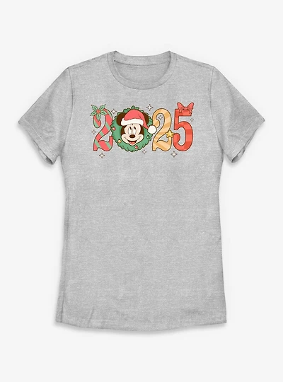Disney Mickey Mouse 2025 Holly Year Womens T-Shirt