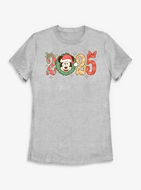 Disney Mickey Mouse 2025 Holly Year Womens T-Shirt