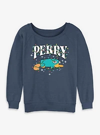 Disney Phineas and Ferb Perry Christmas Lights Womens Slouchy Sweatshirt