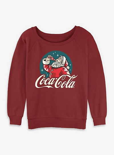 Coca-Cola Santa Drinking Coke Bottle Womens Slouchy Sweatshirt