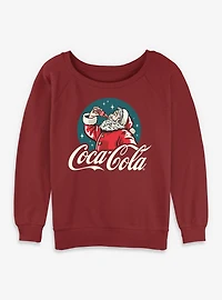 Coca-Cola Santa Drinking Coke Bottle Womens Slouchy Sweatshirt