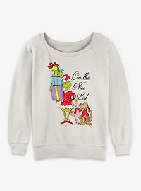 Dr. Seuss Grinch Presents Nice List Womens Slouchy Sweatshirt