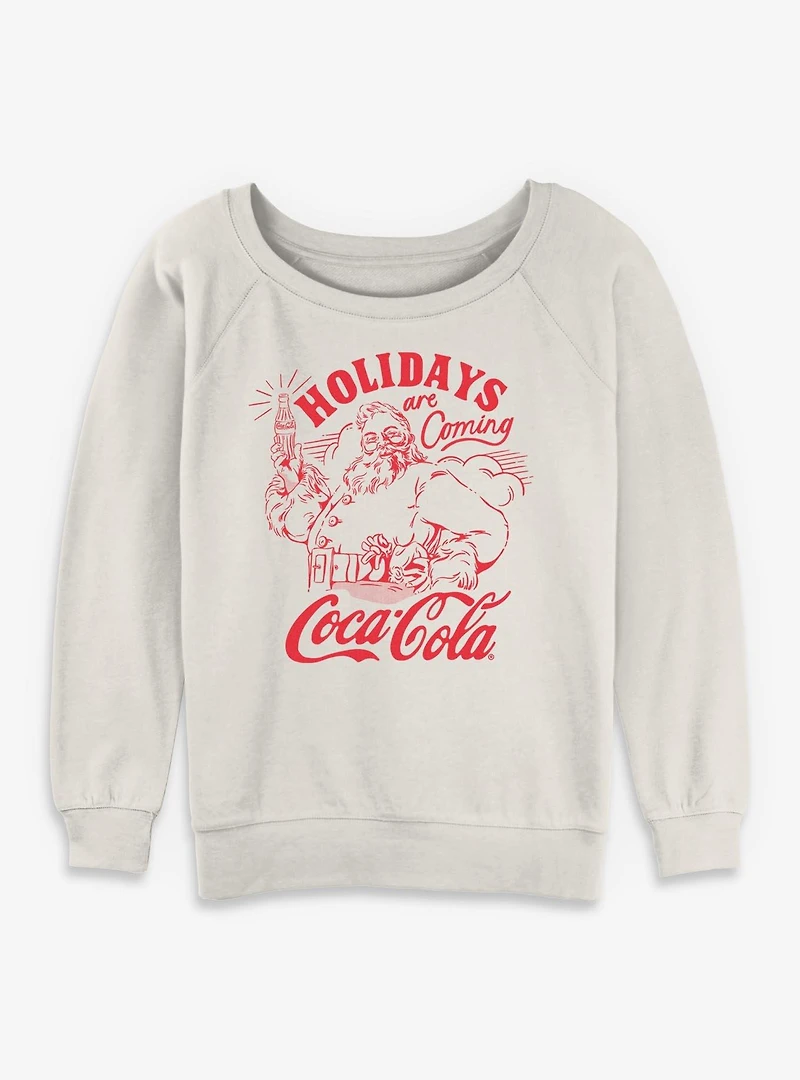 Coca-Cola Holidays Are Coming Santa Womens Slouchy Sweatshirt