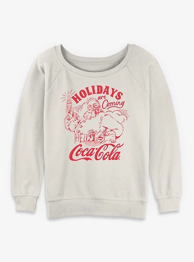 Coca-Cola Holidays Are Coming Santa Womens Slouchy Sweatshirt