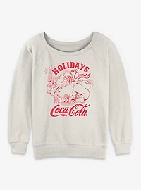 Coca-Cola Holidays Are Coming Santa Womens Slouchy Sweatshirt