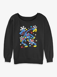 Poppy Playtime Huggy Xmas Lights Womens Slouchy Sweatshirt