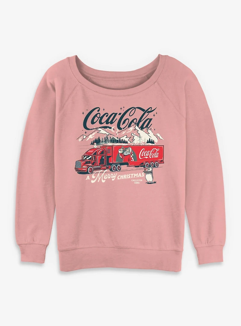 Coca-Cola Merry Christmas Calls For Coke Womens Slouchy Sweatshirt