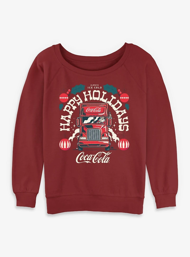 Coca-Cola Always Ice Cold Happy Holidays Womens Slouchy Sweatshirt