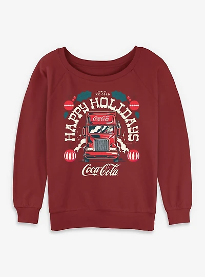 Coca-Cola Always Ice Cold Happy Holidays Womens Slouchy Sweatshirt