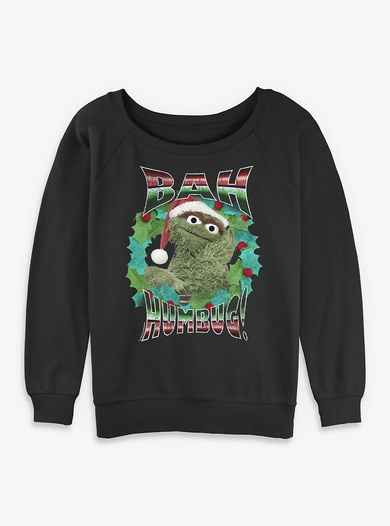 Sesame Street Merry Bah Humbug Womens Slouchy Sweatshirt