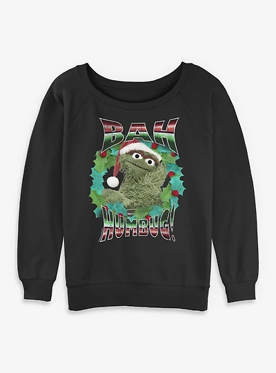 Sesame Street Merry Bah Humbug Womens Slouchy Sweatshirt