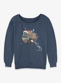 Star Wars The Mandalorian Santa With Grogu Womens Slouchy Sweatshirt