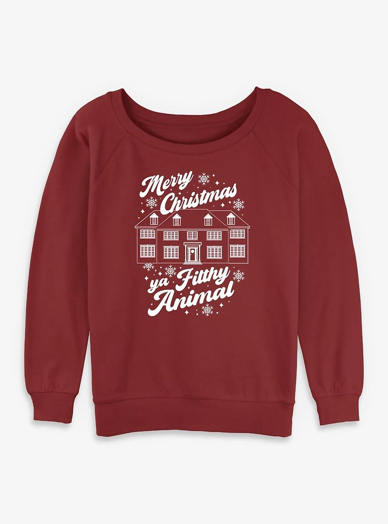Home Alone Merry Christmas Ya Filthy Animal Womens Slouchy Sweatshirt