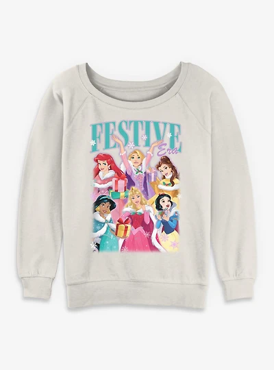 Disney Princesses Festive Era Womens Slouchy Sweatshirt