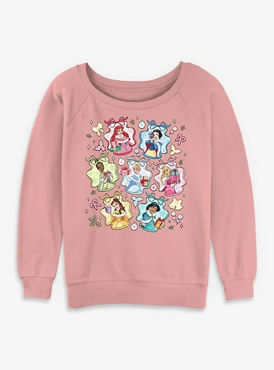 Disney Princesses Festive Coquette Princess Womens Slouchy Sweatshirt