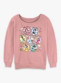 Disney Princesses Festive Coquette Princess Womens Slouchy Sweatshirt