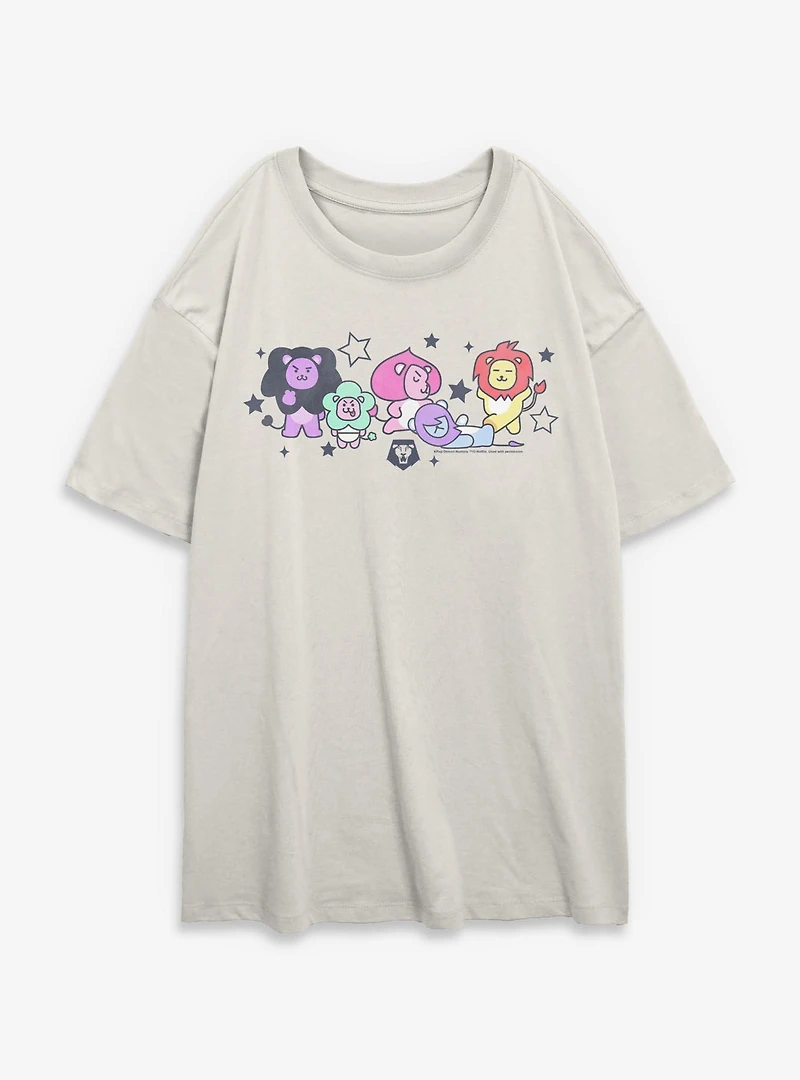 Kpop Demon Hunters Saja Friends Lions Womens Oversized T-Shirt