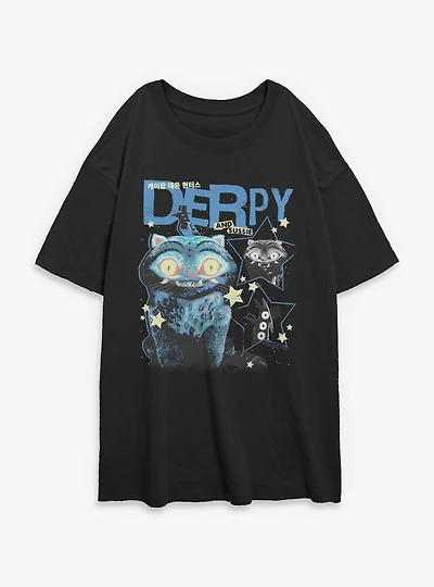 Kpop Demon Hunters Derpy And Sussie Stars Womens Oversized T-Shirt