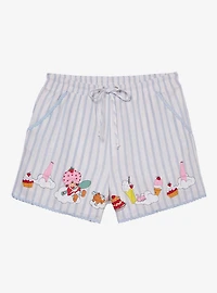 Strawberry Shortcake Desserts Striped Women's Plus Linen Shorts - BoxLunch Exclusive