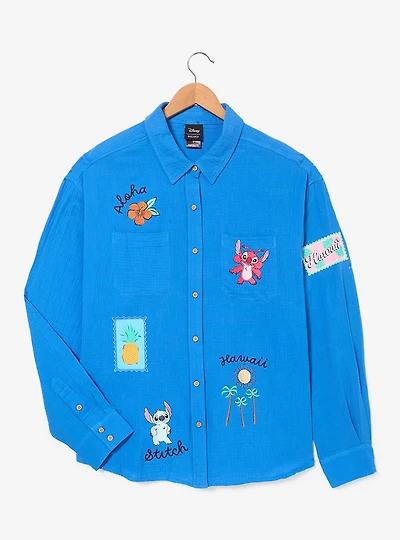 Disney Lilo & Stitch Travel Women's Plus Long Sleeve Button-Up — BoxLunch Exclusive
