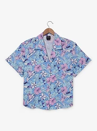 Disney Lilo & Stitch Tropical Allover Print Women's Cropped Plus Woven Button-Up - BoxLunch Exclusive