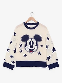Disney Mickey Mouse Tonal Blue Open Knit Women's Plus Sweater - BoxLunch Exclusive