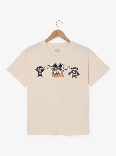 Star Wars The Mandalorian Grogu & Friends Embroidered Women's T-Shirt — BoxLunch Exclusive