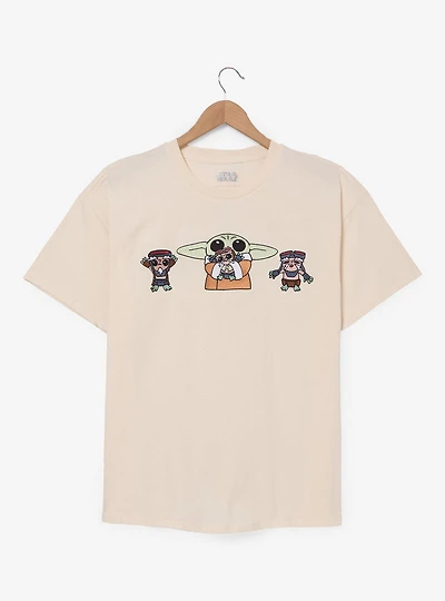 Star Wars The Mandalorian Grogu & Friends Embroidered Women's Plus T-Shirt — BoxLunch Exclusive